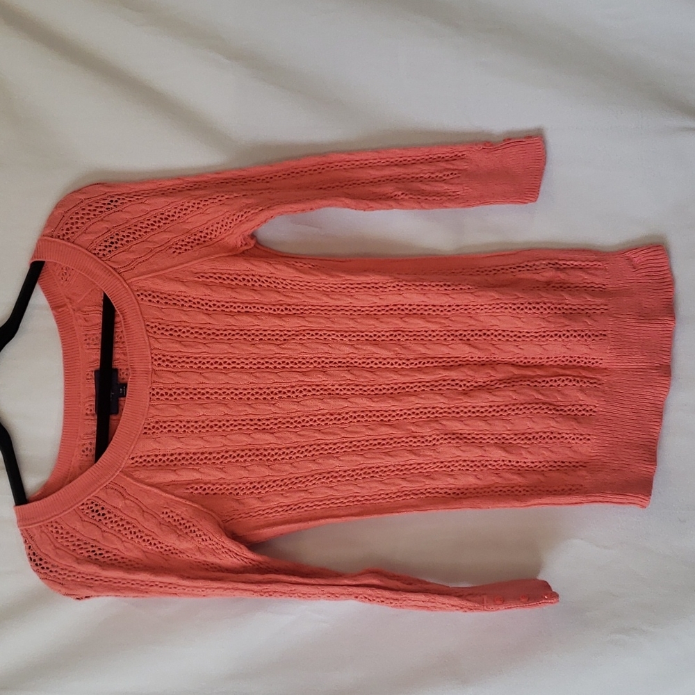 American Eagle cable knit coral slim fit scoop neck sweater Y2K Size Small